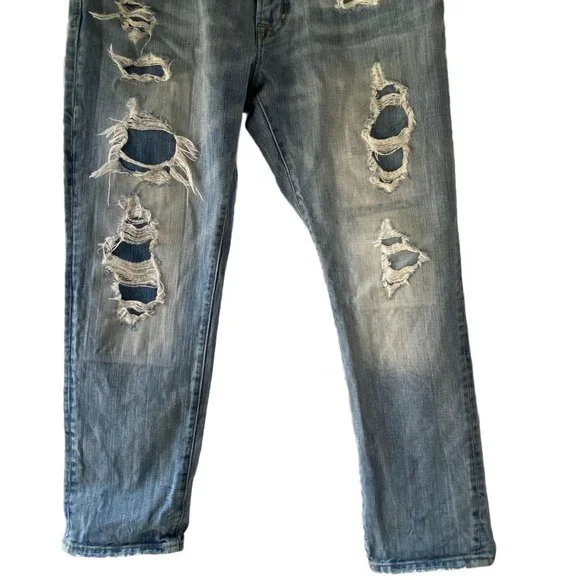 American Eagle Outfitter Mens Slim Straight Destroyed Zip Fly Jeans Sz 33/30 - Picture 5 of 11